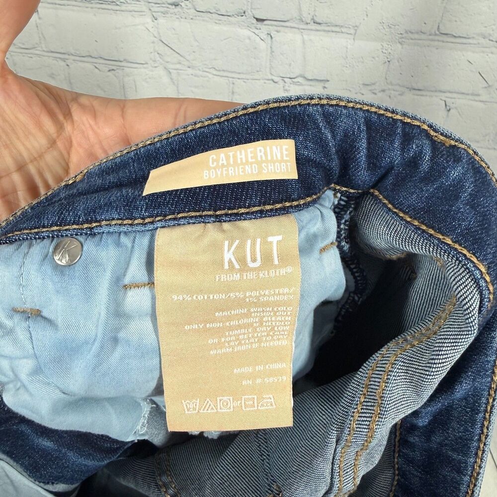 Kut From The Kloth Catherine Boyfriend Shorts Women 12 High Rise Blue Denim Cuff - Picture 6 of 10